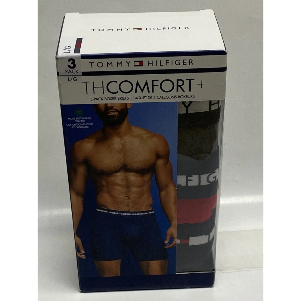 Tommy Hilfiger Mens 3Pack TH Comfort+ Boxer Briefs Microfiber Gry Red Blk M NWT